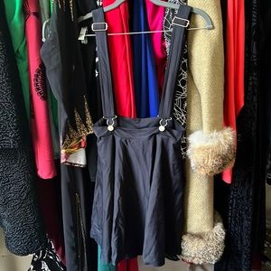 Blackmilk Black Suspender Skater Skirt with Pockets